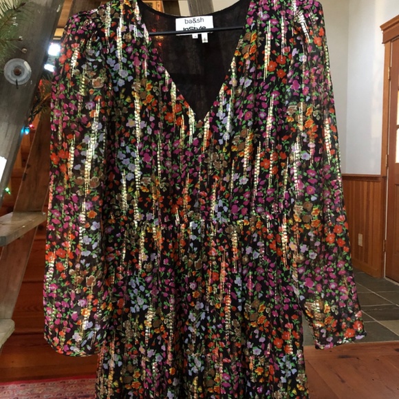 BA&SH Vibrant Silk Floral Holiday Party Dress - Picture 3 of 10